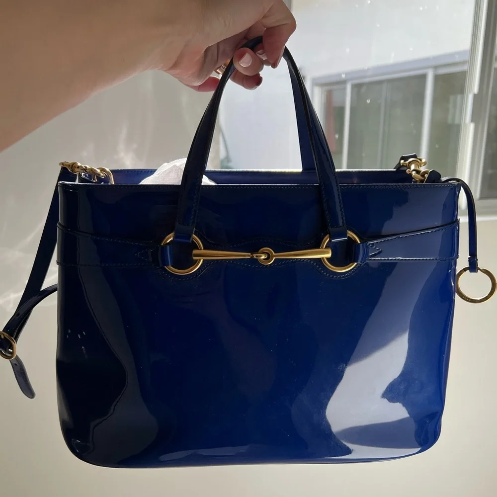 Gucci Brit Bright Blue Patent Leather - Picture 5 of 6